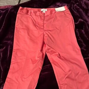 Liz Claiborne Emma Ankle Length Mid Rise pants.  A shiny more coral color!  New!